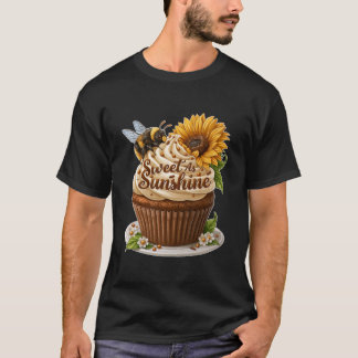 Sweet As Sunshine Sunflower Bee Cupcake T-Shirt