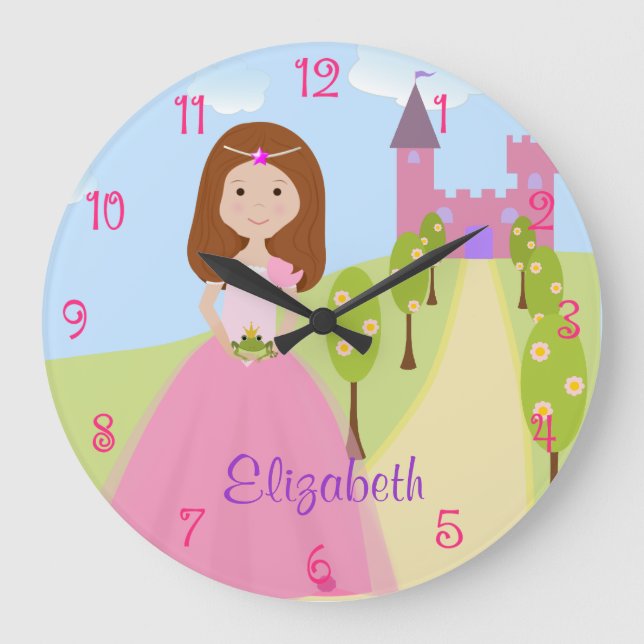 Sweet Auburn Hair Princess Personalised Large Clock (Front)