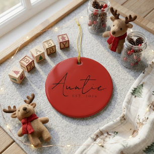 Sweet Auntie EST Year Holiday Keepsake Ceramic Ornament