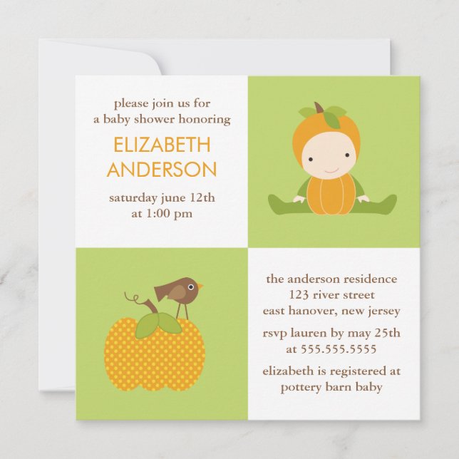 Sweet Autumn Baby Shower Invitation (Front)