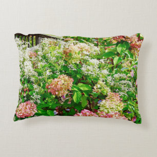 Sweet Autumn Clematis and Pink Hydrangea Decorative Cushion