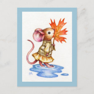 Sweet Autumn - Cute Mouse Art Postcard