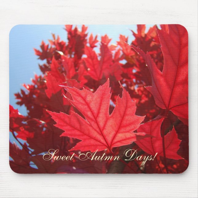 Sweet Autumn Days! mousepad Red Fall Tree Leaves (Front)