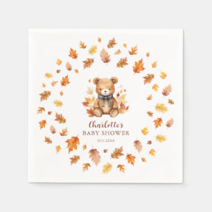 Sweet Autumn Teddy Bear Baby Shower Napkin