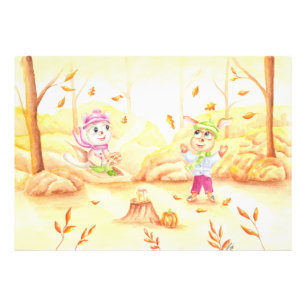 Sweet autumn walk in the forest photo print