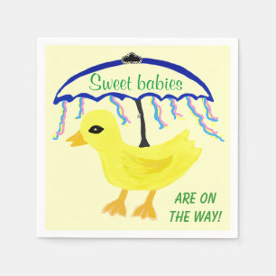 Sweet Babies Yellow Ducky Baby Shower Umbrella Napkin