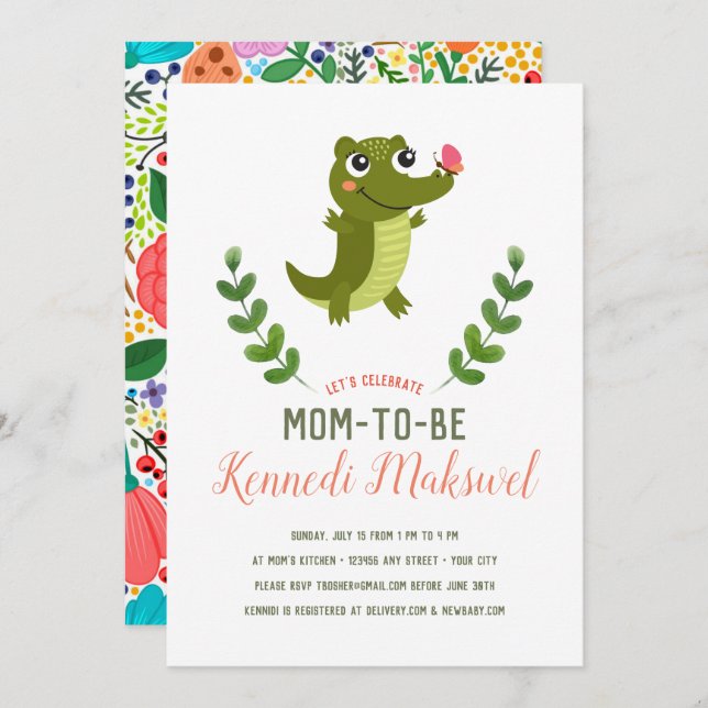 Sweet Baby Alligator Baby Shower Invitation (Front/Back)