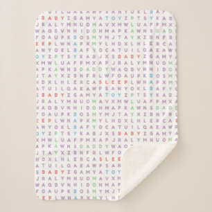Sweet Baby Alphabet ABCs Rich Warm Colours Sherpa Blanket