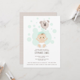 Sweet Baby and Bear Balloon Invitation