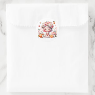 Sweet Baby and Orange Delight Girl Classic Round Sticker