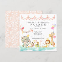 Sweet Baby Animals Parade Baby Shower Invitation