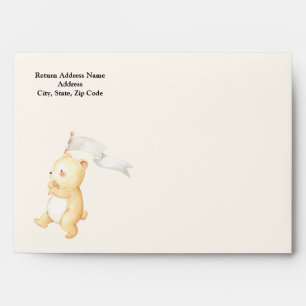 Sweet Baby Bear Green Stripe Pattern Baby Shower Envelope