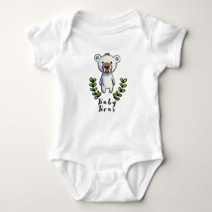 Sweet Baby Bear Illustration Baby Bodysuit