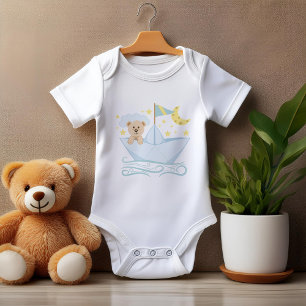Sweet Baby Bear in Paper Boat Bodysuit