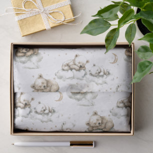 Sweet baby bears fast asleep on fluffy clouds tissue paper