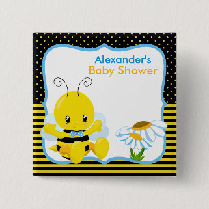 Sweet Baby Bee Boy Baby Shower Button