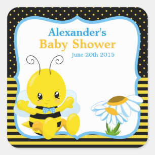 Sweet Baby Bee Boy Baby Shower Sticker