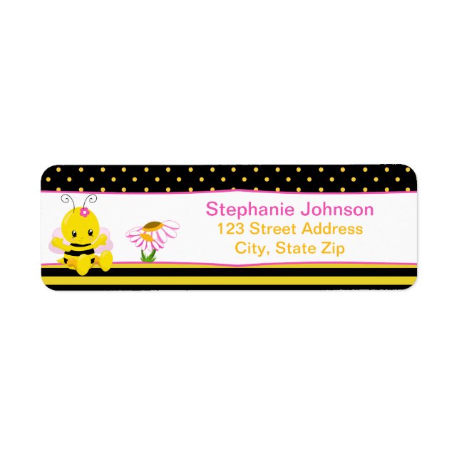 Sweet Baby Bee Girl Return Address Labels (Front)