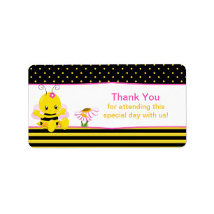 Sweet Baby Bee Girl Thank You Labels