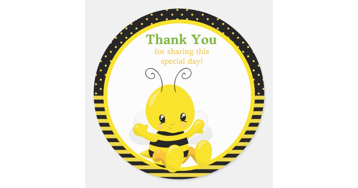 Sweet Baby Bee Thank You Sticker
