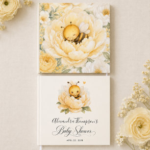 Sweet Baby Bee Yellow Watercolor Baby Shower  Guest Book