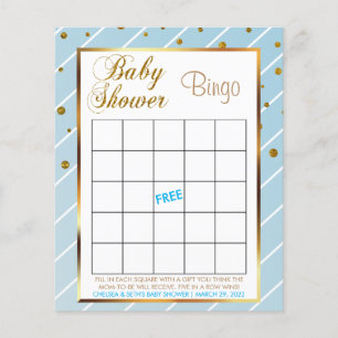Sweet Baby Blue and Gold Confetti Baby Boy - Bingo Flyer