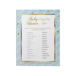 Sweet Baby Blue and Gold Confetti - Candy Bar Notepad