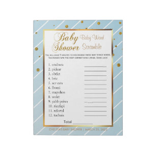 Sweet Baby Blue  and Gold Confetti - Scramble Notepad