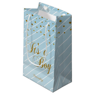 Sweet Baby Blue and Gold Confetti Small Gift Bag