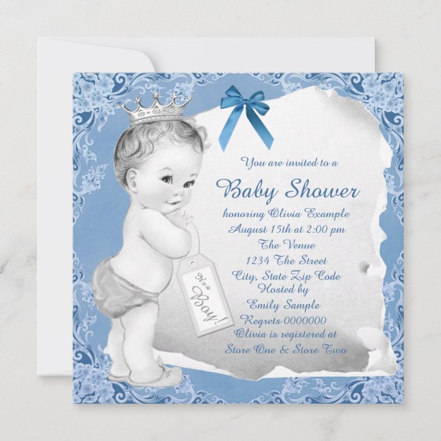Sweet Baby Blue Baby Shower Invitation (Front)
