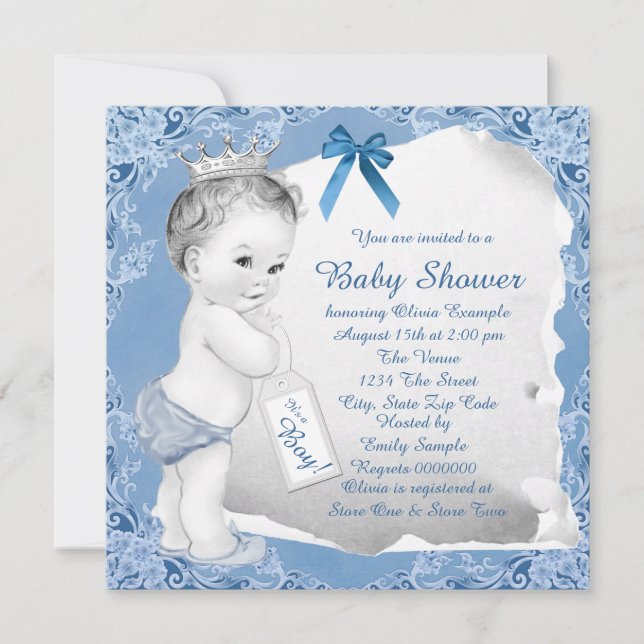 Sweet Baby Blue Baby Shower Invitation (Front)