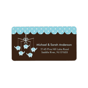 Sweet Baby Blue Elephant Mobile Address Label