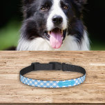 Sweet Baby Blue Gingham Custom Monogram Name Pet Collar<br><div class="desc">This adorable collar features a gingham pattern in baby blue that you can customise with your pet's name. Personalise it by replacing the placeholder text. For more options such as to change the font and it's size click the "Customise it" button. *Please note that the Zazzle Watermark that appears in...</div>