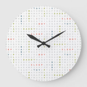 Sweet Baby Boy Alphabet ABCs Modern Colours Large Clock