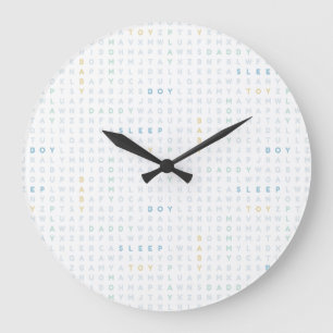 Sweet Baby Boy Alphabet ABCs Pastel Colours Blue Large Clock