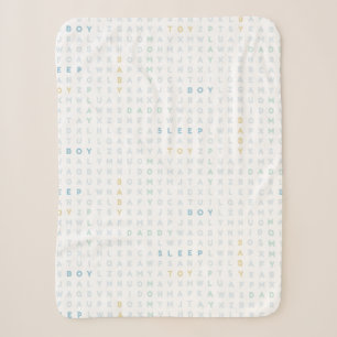 Sweet Baby Boy Alphabet ABCs Pastel Colours Blue Sherpa Blanket
