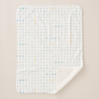 Sweet Baby Boy Alphabet ABCs Pastel Colours Blue Sherpa Blanket