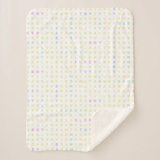 Sweet Baby Boy Alphabet ABCs Traditional Colours Sherpa Blanket