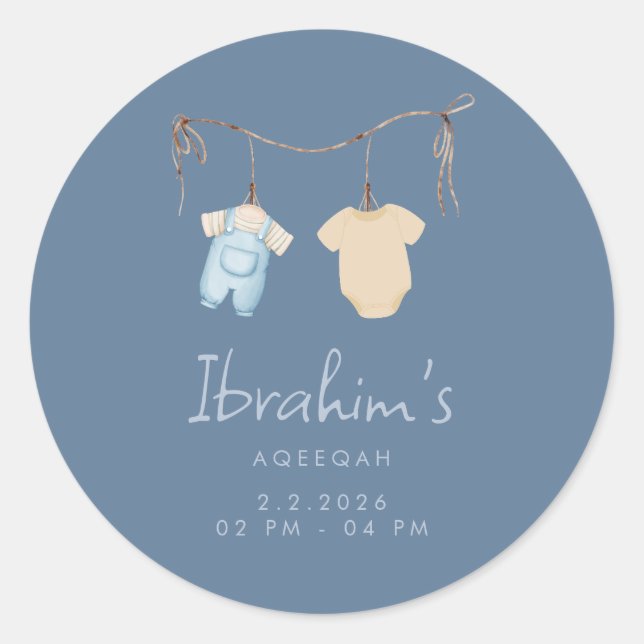 Sweet Baby Boy Aqeeqah Favour Sticker (Front)