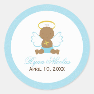 Sweet Baby Boy Baptism Classic Round Sticker