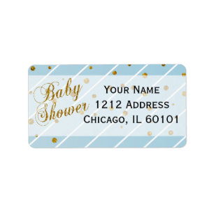 Sweet Baby Boy Blue & Gold Confetti Baby Shower Label