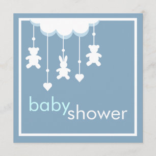 Sweet Baby Boy Blue Mobile Baby Shower Invitation