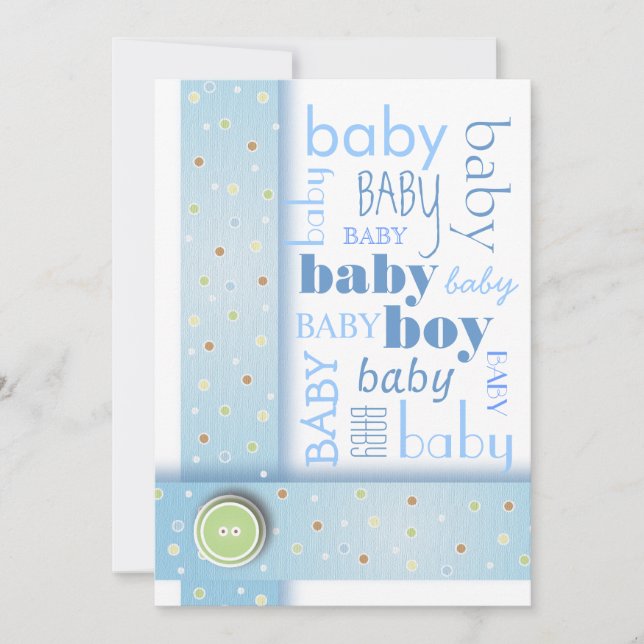 Sweet Baby Boy Blue Ribbon Baby Shower Invitation (Front)