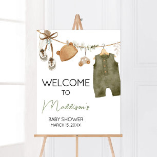 Sweet Baby Boy Boho Clothes Baby Shower Welcome Poster