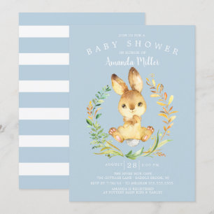 Sweet Baby Boy Bunny Baby Shower Invitation