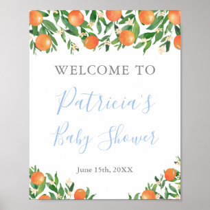 Sweet Baby Boy Citrus Oranges Shower Welcome Poster