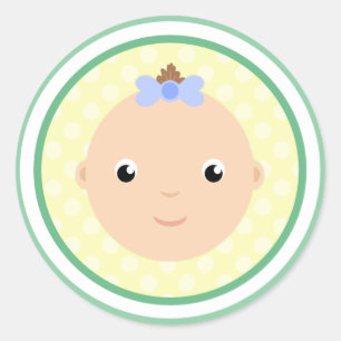 Sweet Baby Boy Face Green Stickers