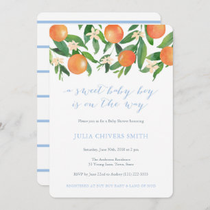 Sweet Baby Boy on the way Citron Baby Shower Invitation