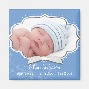 Sweet Baby Boy Photo Birth Announcement Magnet