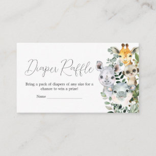 Sweet Baby Boy Safari Baby Shower Diaper Raffle Enclosure Card